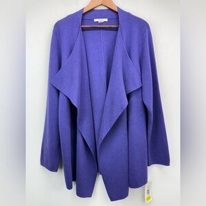 TanJay size XL Women’s Purple Draped Open Front Cardigan Sweater NWT